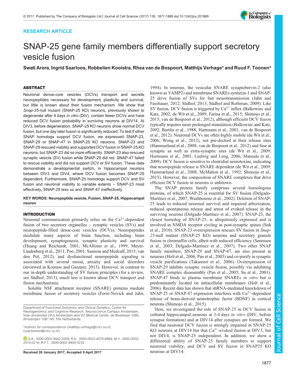 SNAP-25 Gene Family Members Differentially Support Secretory