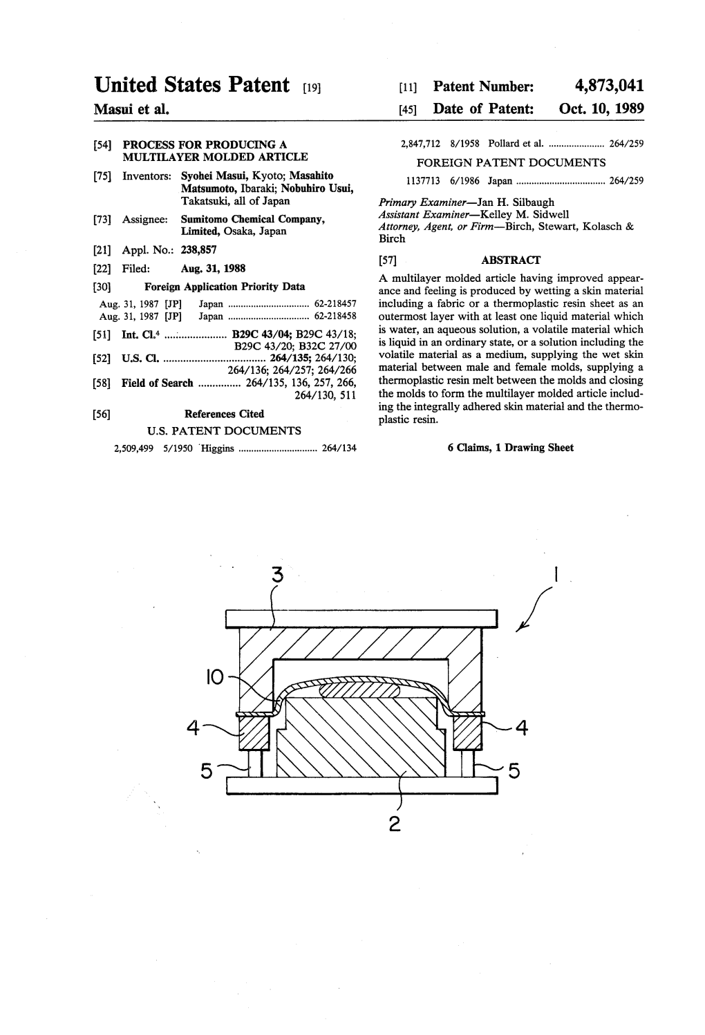 United States Patent (19) 11) Patent Number: 4,873,041 Masui Et Al