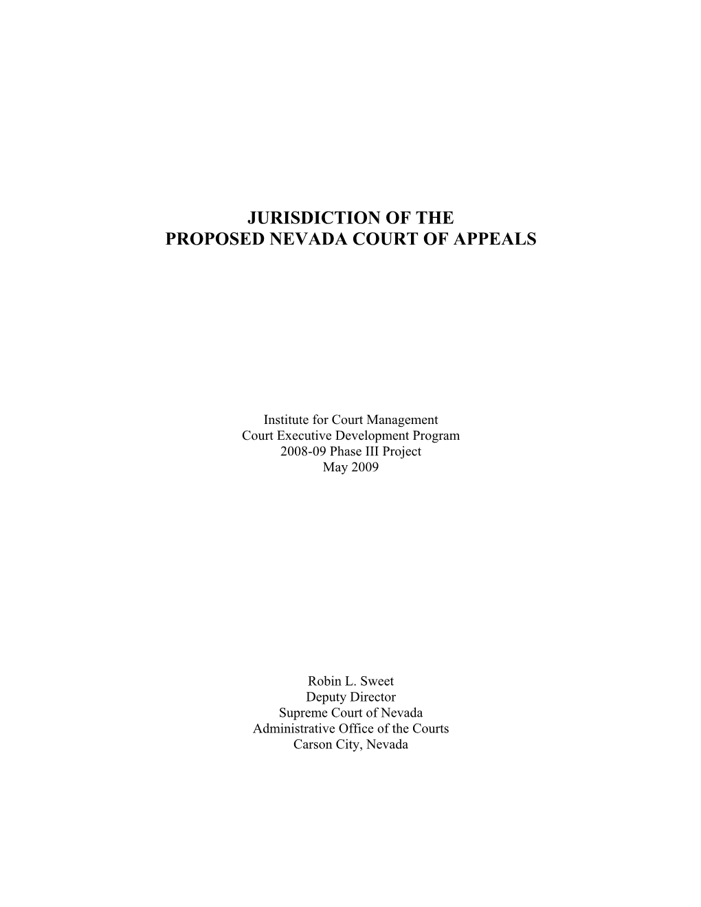 Jurisdiction of the Proposed Nevada Court of Appeals