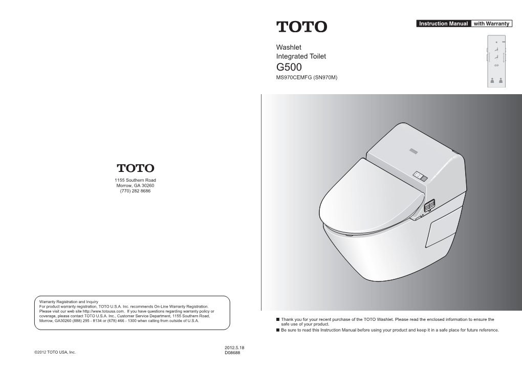 Washlet Integrated Toilet G500 MS970CEMFG (SN970M)