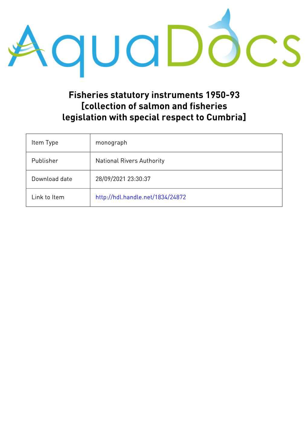 FSH:LE:02 Statutory Instruments 1950-1993 : (Collection O AGFV C. 1 Ac .00