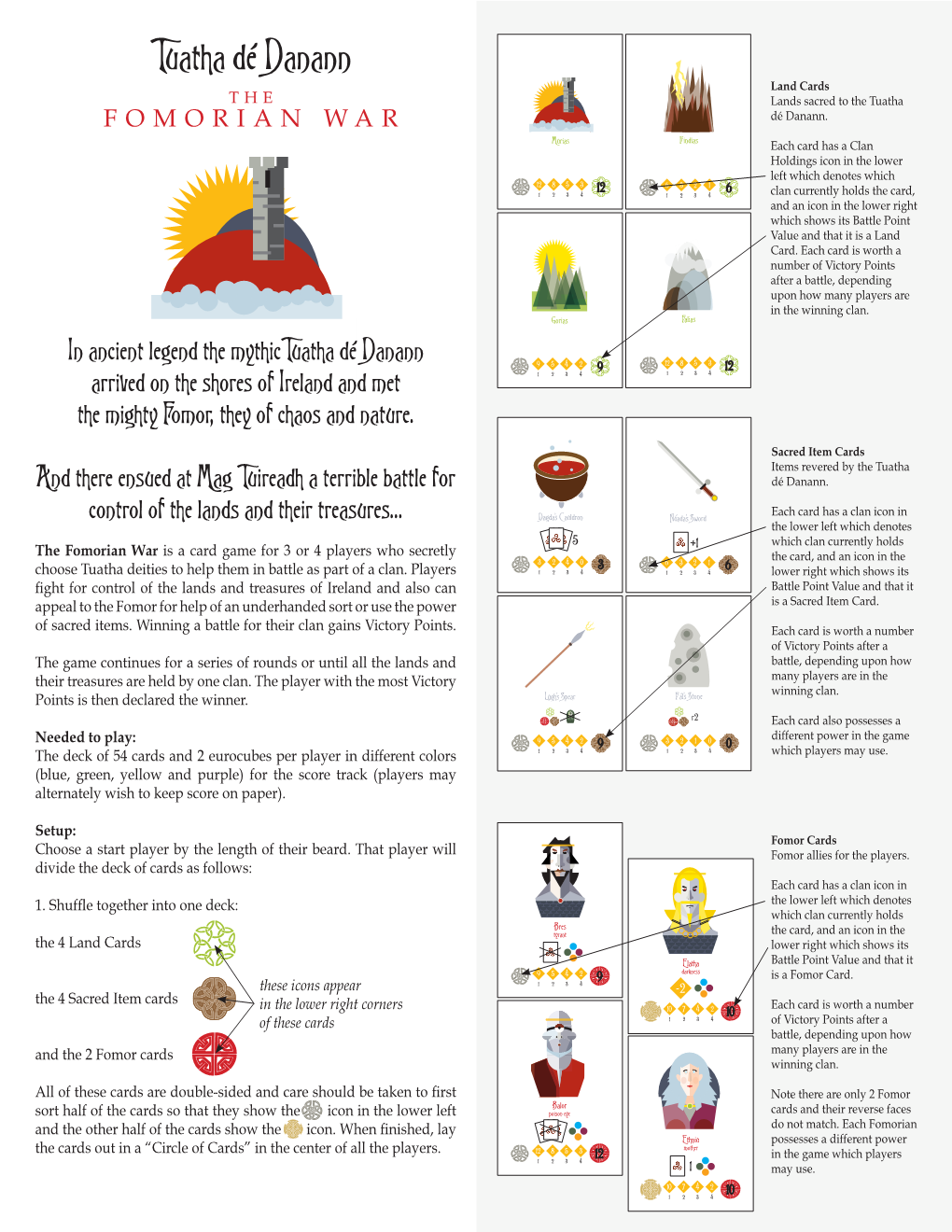 Tuatha Dé Danann Land Cards the Lands Sacred to the Tuatha FOMORIAN WAR Dé Danann