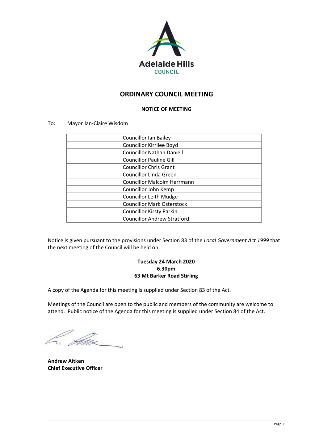 Council Agenda