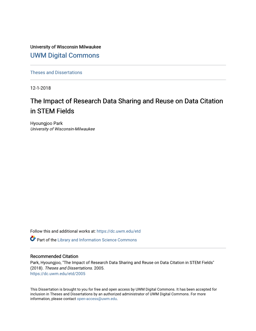 The Impact of Research Data Sharing and Reuse on Data Citation in STEM Fields