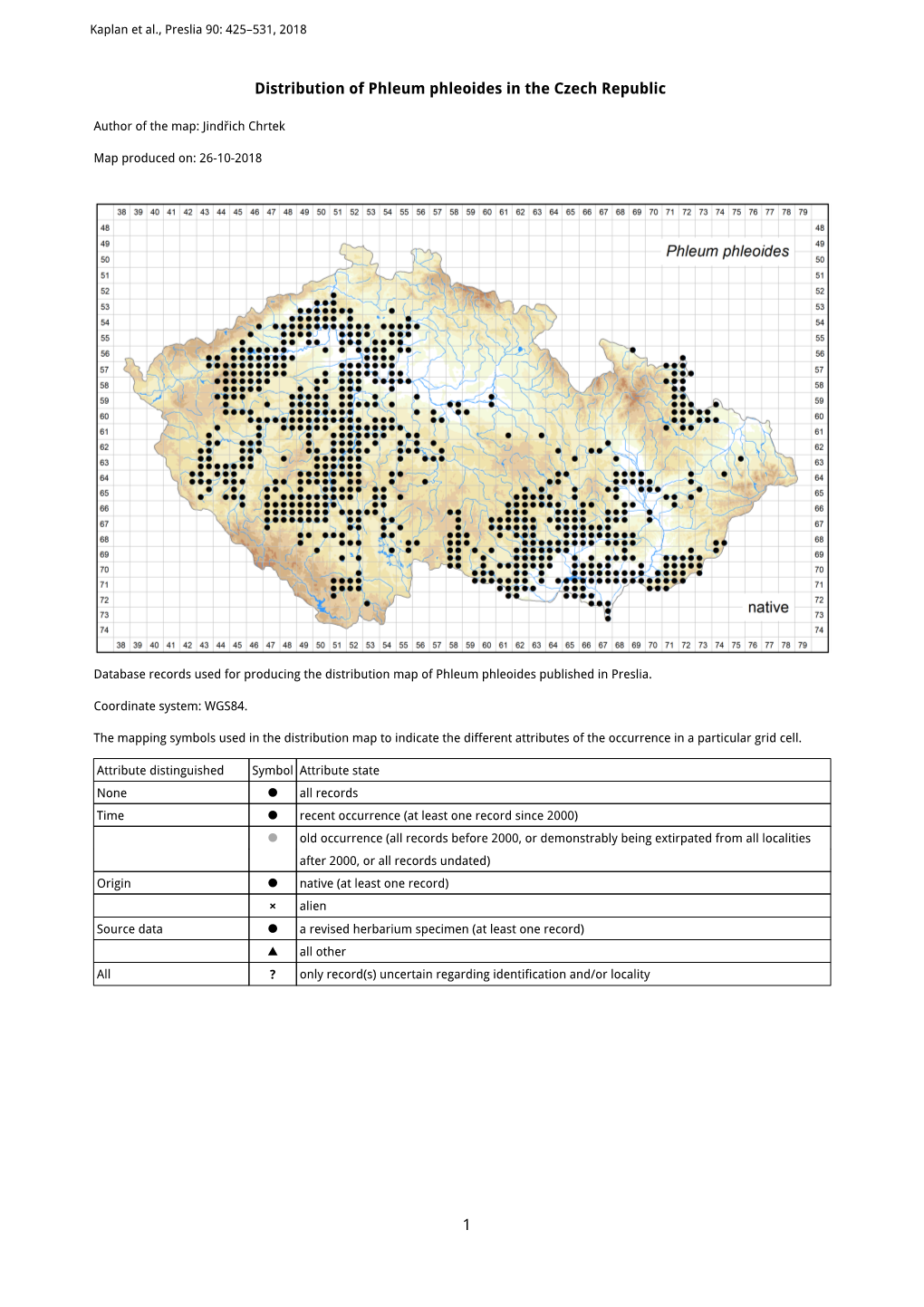 1 Distribution of Phleum Phleoides in the Czech Republic