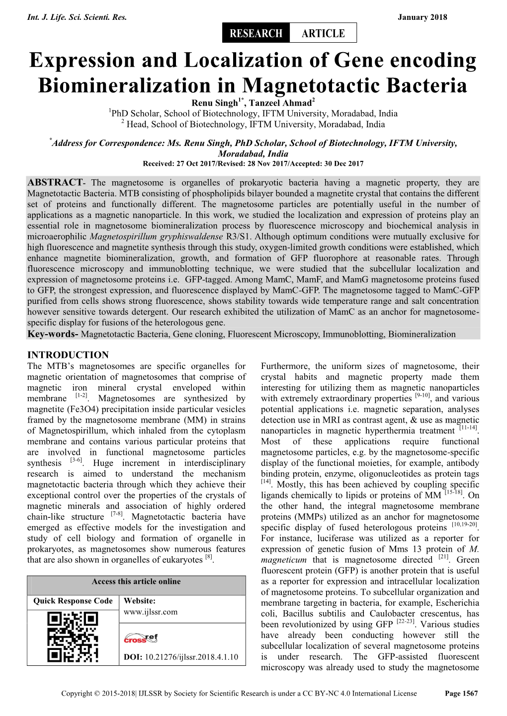 Expression and Localization of Gene Encoding Biomineralization In