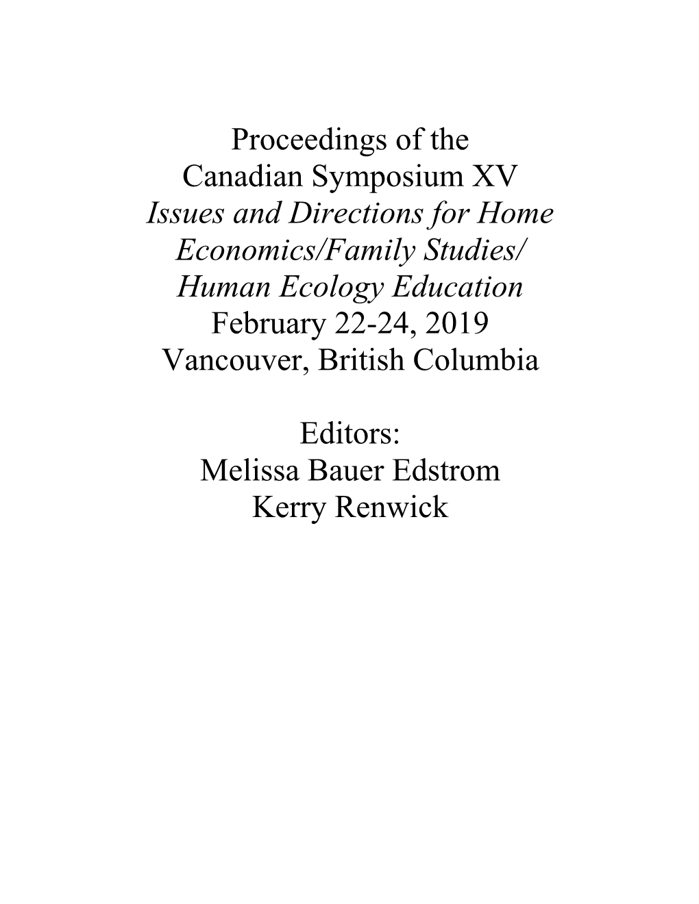 2019 CSXV Proceedings