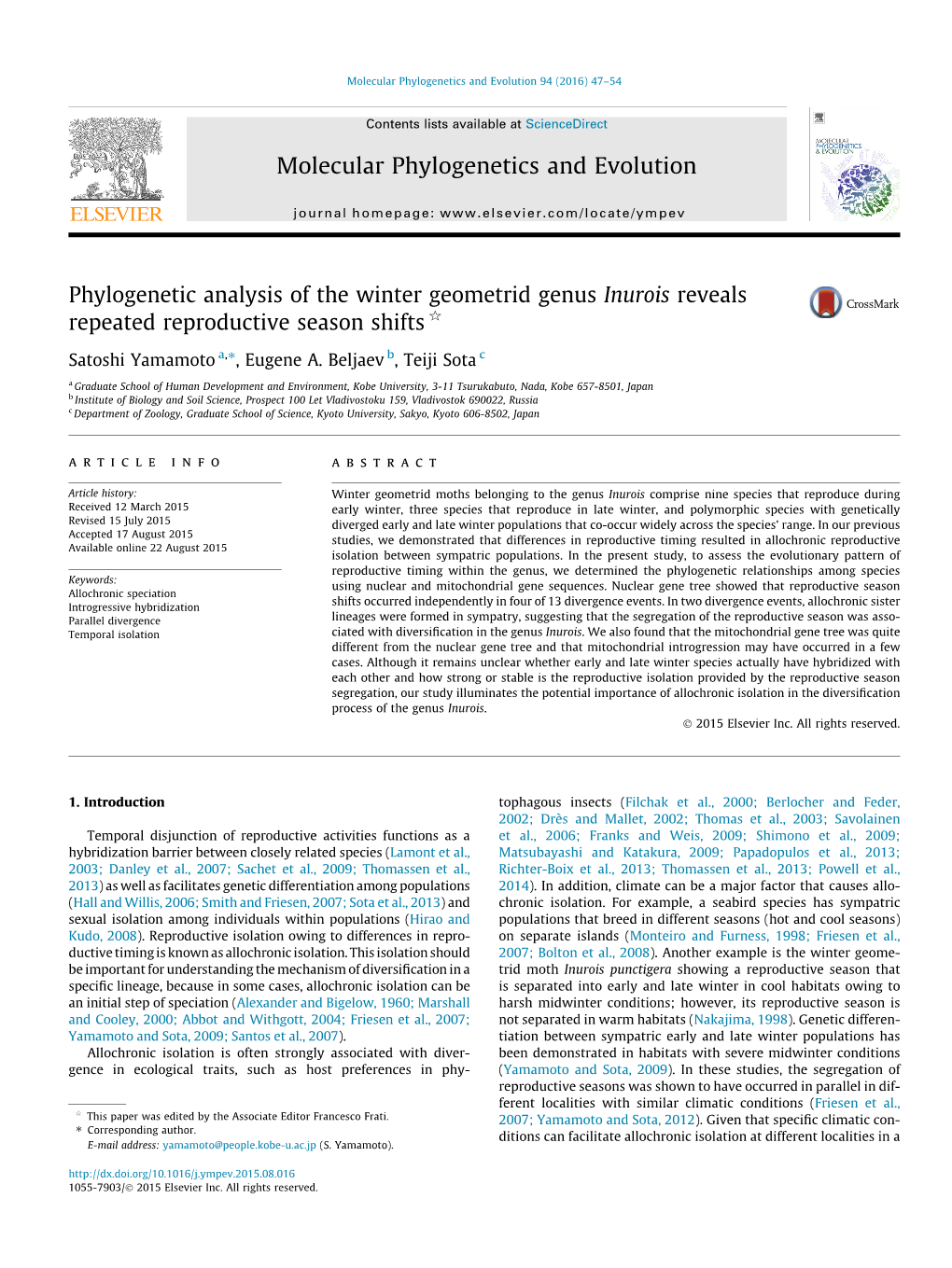 Molecular Phylogenetics and Evolution 94 (2016) 47–54