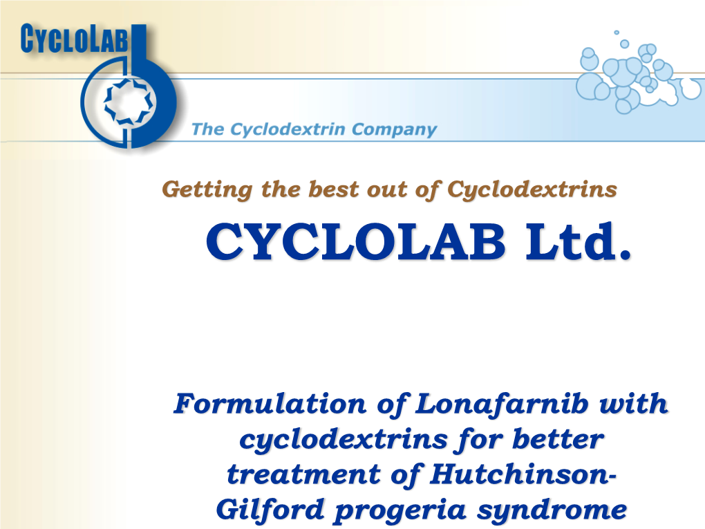 Solubilization of Lonafarnib with Cyclodextrins