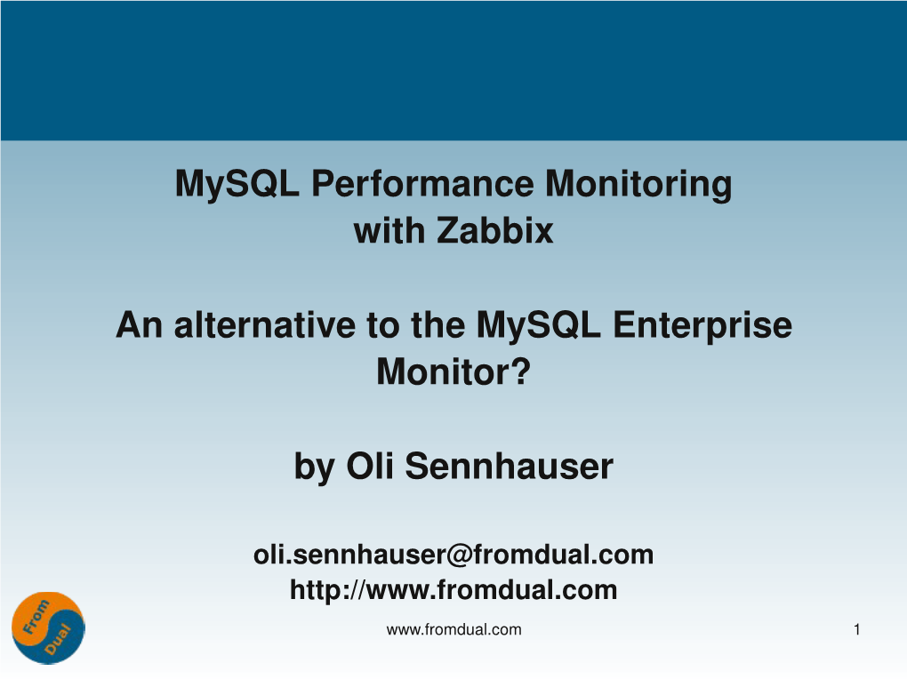 Mysql Performance Monitoring with Zabbix an Alternative