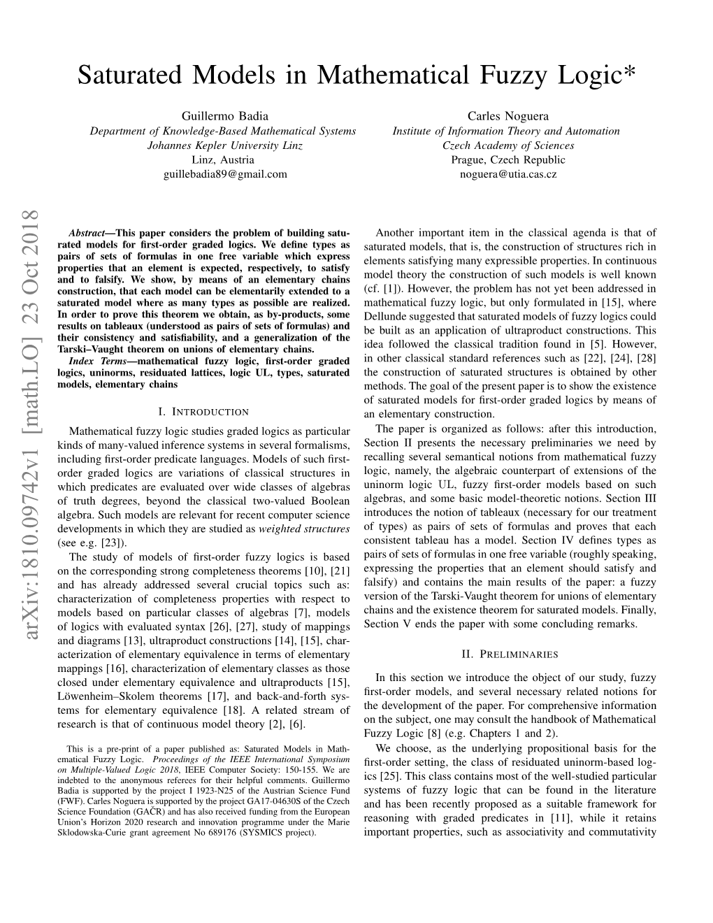 Saturated Models in Mathematical Fuzzy Logic*