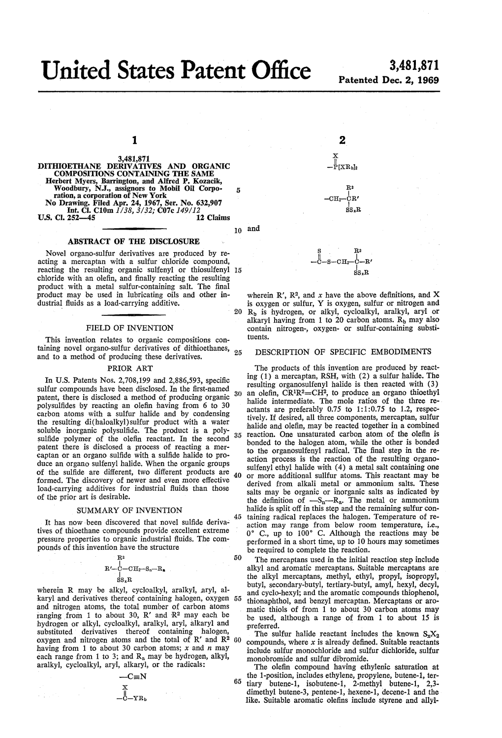 United States Patent Office Patented Dec