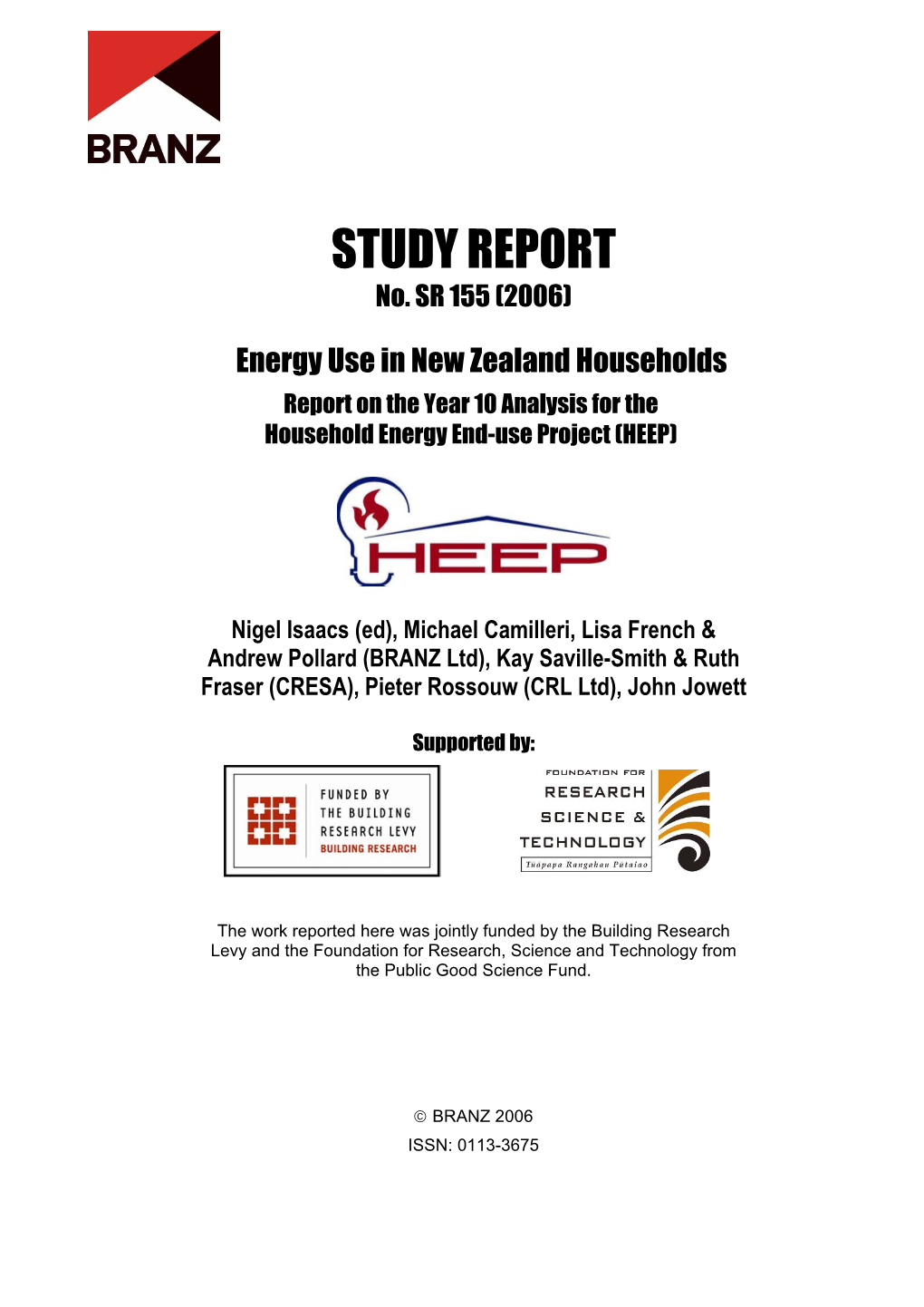 Study Report SR155 Energy Use in New Zealand Households