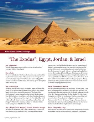 “The Exodus”: Egypt, Jordan, & Israel