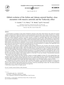 Orbital Evolution of the Gefion and Adeona Asteroid