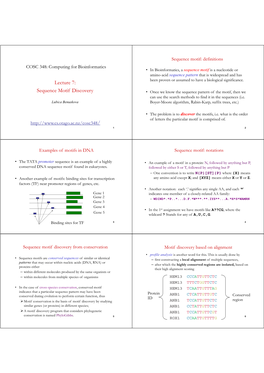 Lecture 7: Sequence Motif Discovery