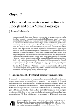 NP-Internal Possessive Constructions in Hoocąk and Other Siouan Languages Johannes Helmbrecht