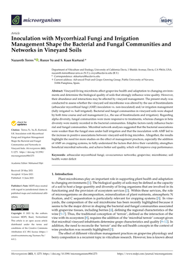 Inoculation with Mycorrhizal Fungi and Irrigation Management Shape the Bacterial and Fungal Communities and Networks in Vineyard Soils