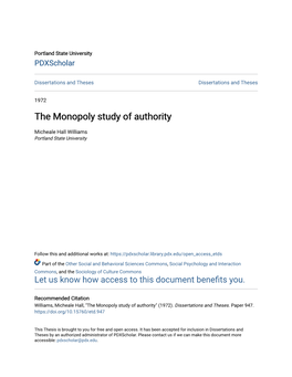 The Monopoly Study of Authority