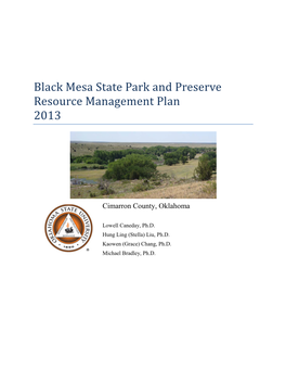 Black Mesa State Park and Preserve Resource Management Plan 2013