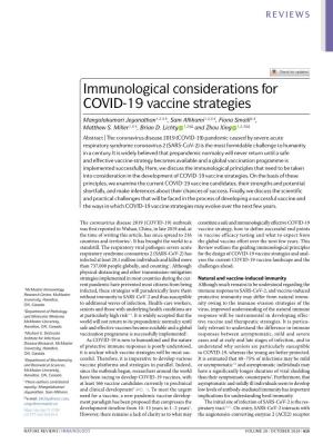 Immunological Considerations for COVID-19 Vaccine Strategies