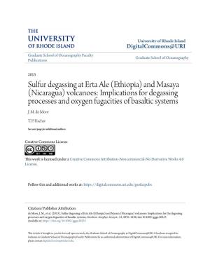 Sulfur Degassing at Erta Ale (Ethiopia) and Masaya (Nicaragua) Volcanoes: Implications for Degassing Processes and Oxygen Fugacities of Basaltic Systems J