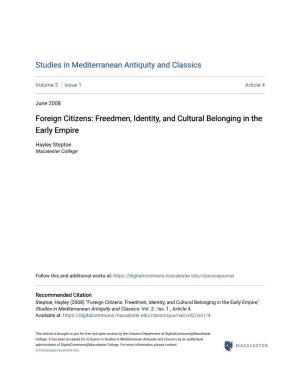 Freedmen, Identity, and Cultural Belonging in the Early Empire