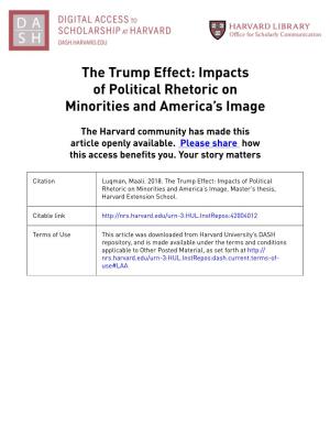 The Trump Effect: Impacts of Political Rhetoric on Minorities and America’S Image
