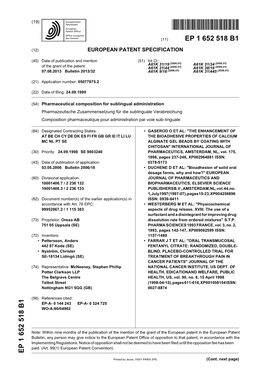 Pharmaceutical Composition for Sublingual Administration
