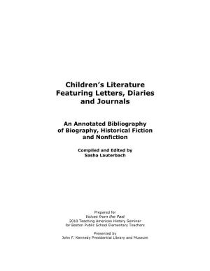 Children's Literature Featuring Letters, Diaries, and Journals