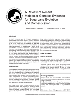 A Review of Recent Molecular Genetics Evidence for Sugarcane Evolution and Domestication