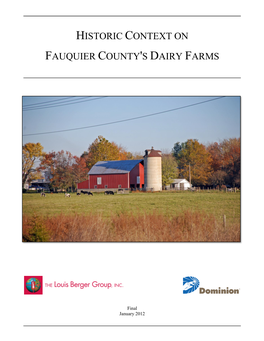 Historic Context on Fauquier County's Dairy Farms