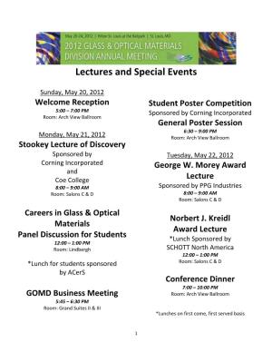 Lectures and Special Events