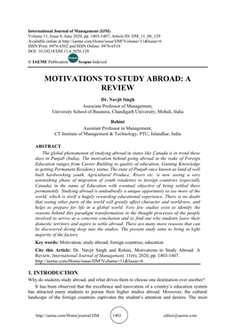 Motivations to Study Abroad: a Review