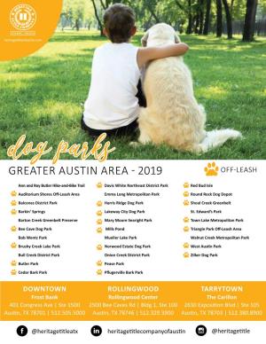 Dog Parks GREATER AUSTIN AREA - 2019 OFF-LEASH