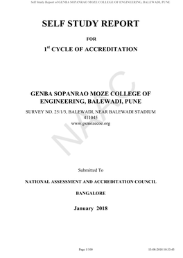 Self Study Report of GENBA SOPANRAO MOZE COLLEGE of ENGINEERING, BALEWADI, PUNE