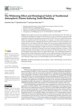 The Whitening Effect and Histological Safety of Nonthermal Atmospheric Plasma Inducing Tooth Bleaching