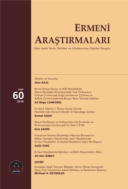 Ermeni Araştırmaları Yılda Üç Kez Yayımlanır