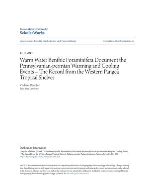 Warm Water Benthic Foraminifera Document The