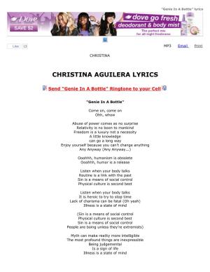 Christina Aguilera Lyrics