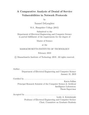 A Comparative Analysis of Denial of Service Vulnerabilities in Network