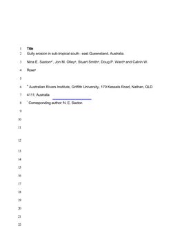 1 Title 2 Gully Erosion in Sub-Tropical South‒ East Queensland, Australia