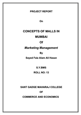 CONCEPTS of MALLS in MUMBAI of Marketing Management
