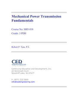 Mechanical Power Transmission Fundamentals