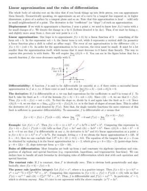 Linear Approximation and the Rules of Differentiation