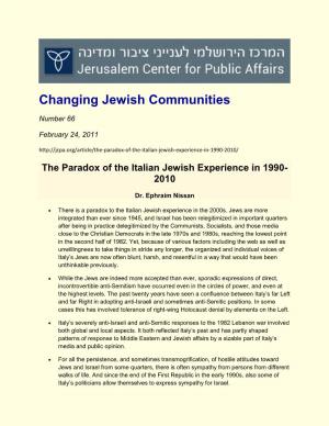 Changing Jewish Communities