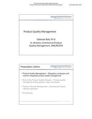 Product Quality Management