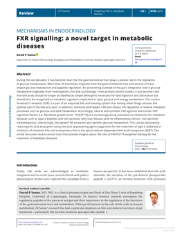 FXR Signalling: a Novel Target in Metabolic