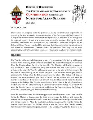 Confirmation Within Mass Notes for Altar Servers