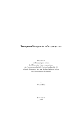 Transposon Mutagenesis in Streptomycetes